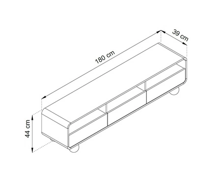 Szafka RTV Bion 180 cm beżowa nowoczesny design zaokrąglone linie szafki pod telewizor designerskie nogi w kształcie kul