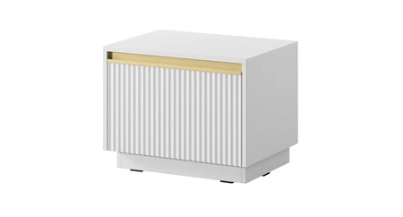 Szafka nocna z szufladą Imperial biała z możliwością podwieszenia modna szafka do sypialni z eleganckim frezowanym frontem