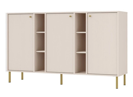 Zestaw mebli do salonu Kioto II beżowy stylowy design eleganckie meble w stonowanej kolorystyce wzbogacone złotymi wysokimi nogami