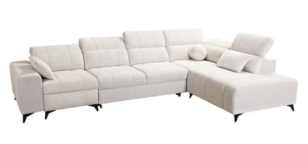 Narożnik z funkcją spania Penejos XI Lux łososiowy prawostronny stylowy narożnik rozkładany z komfortowym wysuwanym podnóżkiem