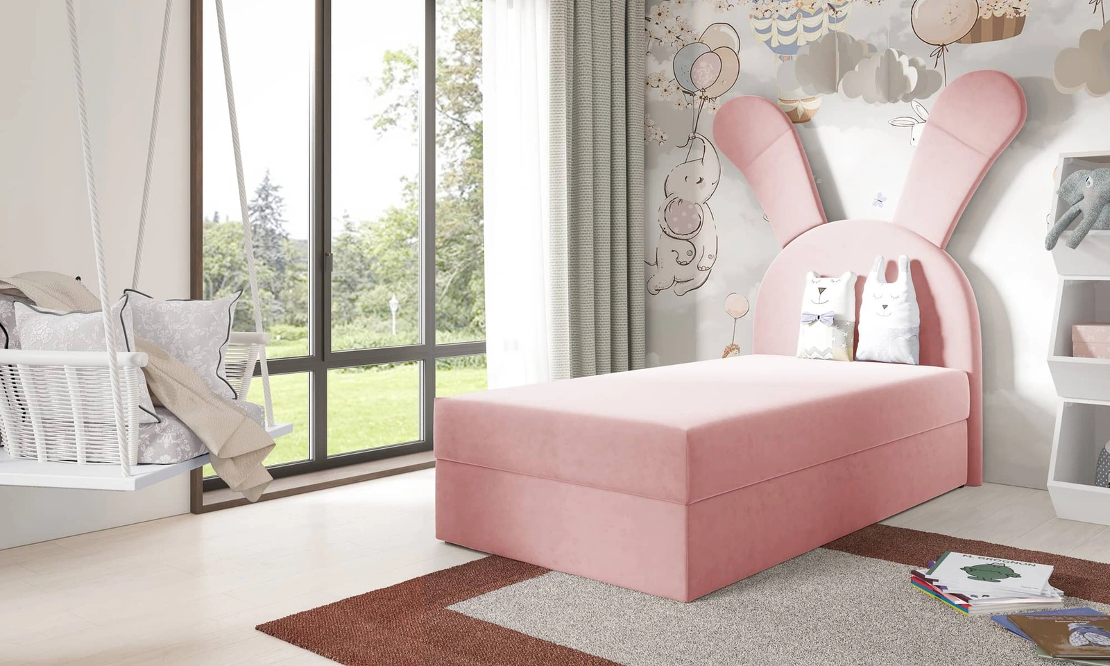 Łóżko kontynentalne Beti 100x200 w kolorze różowym Magic Velvet 2269