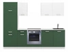 Zestaw mebli kuchennych z blatem Toni 260 cm biały / pastelowy zielony meble doskonale prezentują się w nowoczesnych wnętrzach