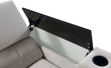 Narożnik z funkcją spania Belvi IV czarny prawostronny elegancki i stylowy narożnik rozkładany do salonu praktyczny schowek w boczku