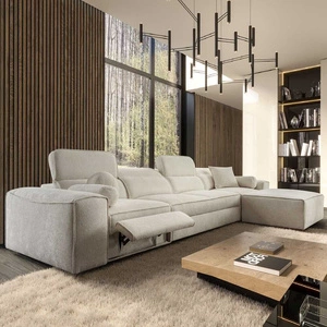 Narożnik z funkcją spania Viano XII Lux kremowy prawostronny designerski narożnik do salonu z komfortowym wysuwanym podnóżkiem