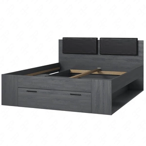 Łóżko z szufladą Galaxy 160x200 cm dąb carbon to idealne łóżko do sypialni z częściowo tapicerowanym zagłówkiem