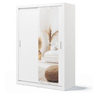 Szafa przesuwna z lustrem Arti 150 cm biała funkcjonalna szafa do sypialni lub pokoju młodzieżowego drzwi szafy wykończone lustrami