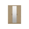 Szafa z lustrem Rene 133 cm dąb olejowany pojemna szafa do sypialni podkreślona naturalną kolorystyką stylowe czarne uchwyty