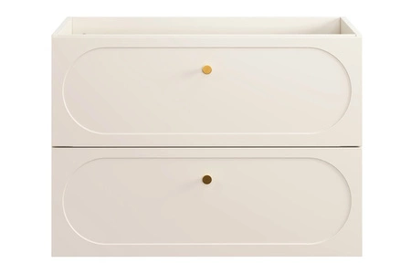 Szafka pod umywalkę Donna Sand 80 cm beżowa elegancka szafka wisząca z dekoracyjnym obłym frezowaniem złote uchwyty wykonane z metalu