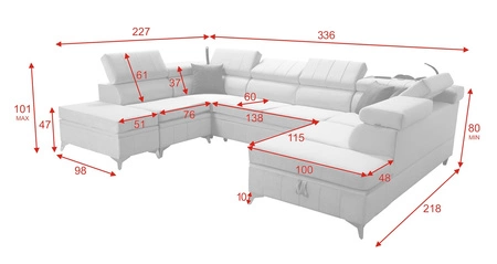 Narożnik z funkcją spania Rava VIII brązowy prawostronny elegancki design gustowna bryła z gwarancją komfortu miękka tkanina