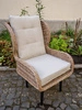 Fotel ogrodowy Aperto ciemny beżowy elegancki fotel pleciony z poduchami do ogrodu odporny na szkodliwe warunki atmosferyczne