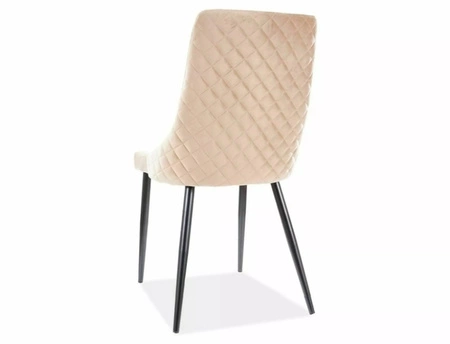 Krzesło tapicerowane Piano B beżowe nowoczesne oraz funkcjonalne krzesło do jadalni z metalowymi nogami