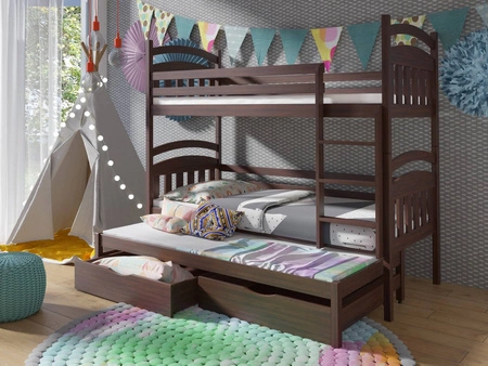 Łóżko piętrowe Adaś 3 osobowe 80x180 cm idealne do pokoju dziecka oszczędza metraż zajmuje przestrzeń łóżka pojedynczego