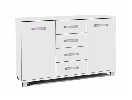 Komoda z szufladami Maximus 138 cm biała nowoczesny design mebla obrzeża komody wykończone specjalną okleiną ABS