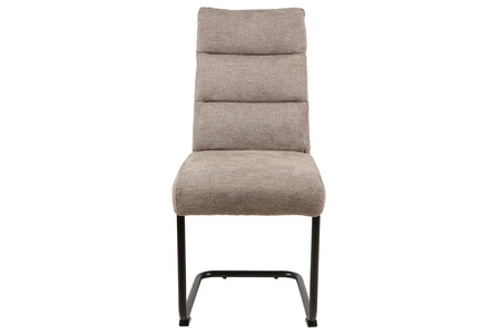 Krzesło tapicerowane Berry beżowe nowoczesne oraz funkcjonalne krzesło do jadalni z metalowymi płozami krzesło z uchwytem