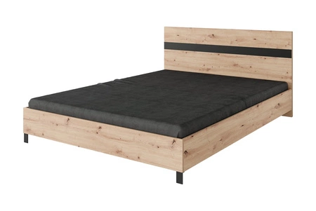 Łóżko Malen 160x200 cm z pojemnikiem na pościel dąb artisan / czarny idealne łóżko do sypialni wyposażone w metalowy stelaż