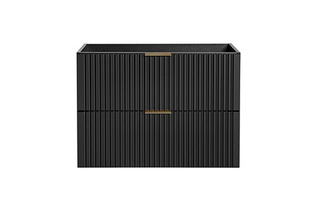 Zestaw mebli łazienkowych Adeel czarny stylowe meble z ryflowanymi frontami odporne i trwałe zestaw z szafką do umywalki nablatowej