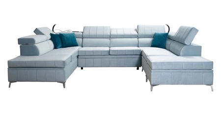 Narożnik z funkcją spania Rava VIII brązowy lewostronny elegancki design gustowna bryła z gwarancją komfortu miękka tkanina