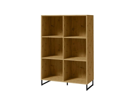 Regał Ariana 90 cm dąb artisan stabilna metalowa podstawa funkcjonalny regał do wnętrz w stylu industrialnym i loftowym