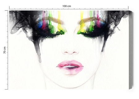 Obraz na płótnie abstrakcyjna kobieca twarz 100x70 cm ponadczasowa ozdoba każdego wnętrza wyrazista kolorystyka wysoka jakość wykonania