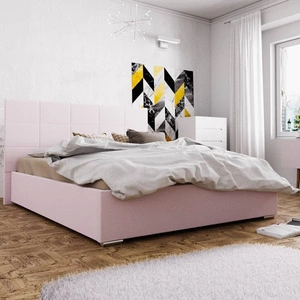 Łóżko tapicerowane Eljas 180x200 pudrowy róż z zagłówkiem w nowoczesnym stylu idealne do sypialni