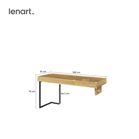 Biurko z szafką Teen Flex 244 cm / 279 cm hikora naturalna / silk flou funkcjonalne biurko młodzieżowe możliwość narożnego montażu