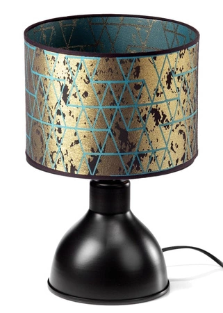Lampka nocna Wena elegancka lampa do sypialni w stylu glamour z połyskującym na złoto abażurem i metalową podstawą