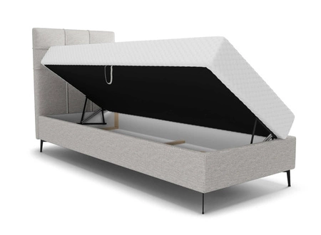 Łóżko kontynentalne Irvine 80x200 szary popiel stylowe łóżko z pojemnikiem na pościel i wysokim wezgłowiem zachwyca eleganckim designem