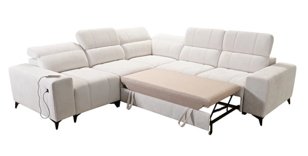 Narożnik z funkcją spania Penejos III łososiowy lewostronny niezwykle wygodny i komfortowy narożnik do salonu dwa pojemniki na pościel