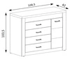 Komoda z szufladami Indiana 108 cm kraft biały elegancka stylistyka komody ozdobna deska na froncie komody oświetlona LED