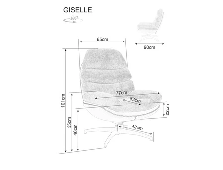 Fotel Giselle czarny / czarna ekoskóra funkcjonalny oraz nowoczesny fotel obrotowy z metalowymi nogami komfortowy podczas wypoczynku