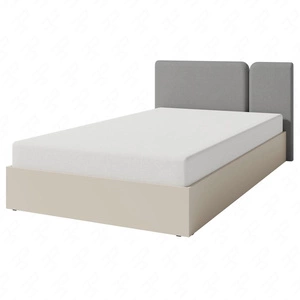 Łóżko Paguro 120x200 cm z pojemnikiem beż piaskowy idealne do pokoju dziecka z tapicerowanym zagłówkiem