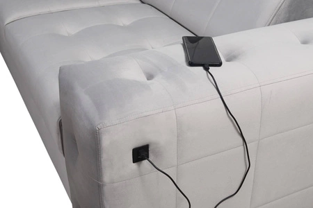 Narożnik z funkcją spania Hampton bordowy lewostronny stylowe pikowania na siedzisku miękka tkanina obiciowa narożnik z dostawką