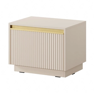 Szafka nocna z szufladą Imperial beżowa z możliwością podwieszenia modna szafka do sypialni z eleganckim frezowanym frontem