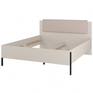 Łóżko Jukon S 160x200 cm beżowe elegancka forma mebla w nowoczesnym stylu łóżko do sypialni na metalowych czarnych nogach z tapicerowanym zagłówkiem