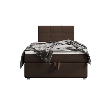 Łóżko kontynentalne Fresno 90x200 brązowe w nowoczesnym skandynawskim stylu z tapicerowanym zagłówkiem łóżko z pojemnikiem