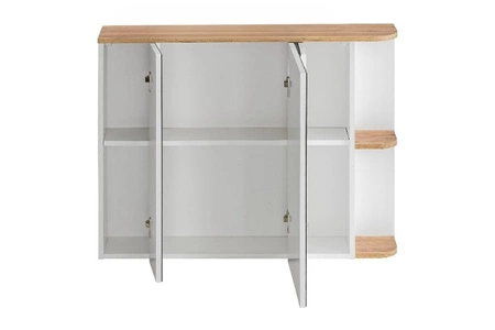 Szafka łazienkowa wisząca z lustrem Platinum 94 cm biały / dąb craft złoty elegancka i nowoczesna szafka o stylowej konstrukcji