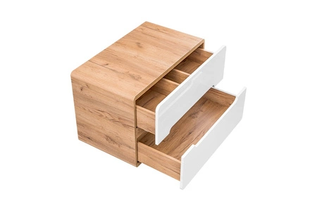 Szafka pod umywalkę nablatową Aruba 80 cm dąb craft złoty / biały połysk funkcjonalna szafka z szufladami odporna na uszkodzenia