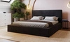 Łóżko tapicerowane Belli 180x200 czarne stylowe łóżko z pojemnikiem na pościel wygodny zagłówek zachwyca eleganckim designem