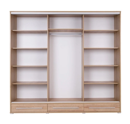 Szafa przesuwna Hajfa 255 cm dąb sonoma nowoczesny design szafy z lustrem korpus wykonany z płyty o grubości 22mm