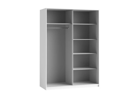 Szafa przesuwna Beta 150 cm biała pojemna szafa z lustrem na środku świetnie sprawdzi się w pomieszczeniach o każdej wielkości