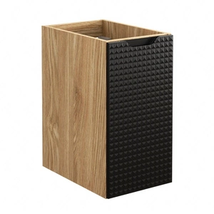 Szafka łazienkowa wisząca Luxor 30 cm dąb olejowany / czarny stylowa szafka z trójwymiarowym ryflowaniem na froncie frezowany uchwyt