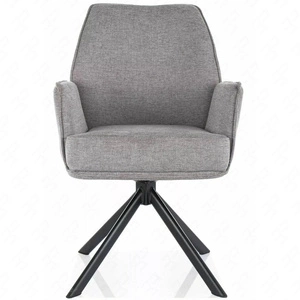 Krzesło tapicerowane Hugo Brego szare nowoczesne krzesło obrotowe z metalowymi nogami stylowe krzesło kubełkowe