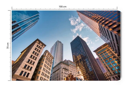 Obraz na płótnie bostońskie budynki 100x70 cm ponadczasowa ozdoba wnętrza obraz w wyrazistej kolorystyce wysoka jakość wykonania