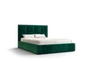 Łóżko tapicerowane Aresa 160x200 z pojemnikiem butelkowa zieleń w nowoczesnym skandynawskim stylu z wygodnym zagłówkiem