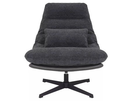 Fotel Felicia ciemny szary / czarna ekoskóra funkcjonalny oraz nowoczesny fotel obrotowy z metalowymi nogami ozdobna poduszka