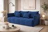 Kanapa rozkładana Selva granatowa funkcjonalna sofa do salonu z pojemnikiem na pościel wykonana z komfortowej tkaniny typu plusz