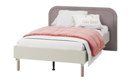 Łóżko Harmony 120x200 cm beżowy / truflowy komfortowe łóżko do pokoju młodzieżowego lub dziecięcego wygodny tapicerowany zagłówek