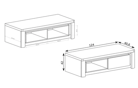 Szafka RTV Livinio 124 cm dąb ribbeck / biały połysk idealna szafka do stworzenia kącika multimedialnego wzbogacona o oświetlenie LED