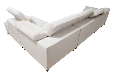 Narożnik z funkcją spania Penejos XI Lux kremowy prawostronny stylowy narożnik rozkładany z komfortowym wysuwanym podnóżkiem