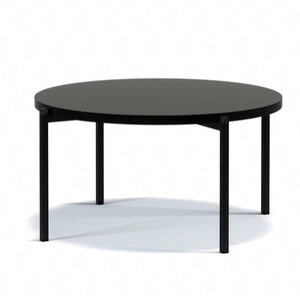 Stolik kawowy okrągły 84 cm Sampi czarny połysk ponadczasowy design solidna metalowa podstawa idealny stolik do każdej aranżacji